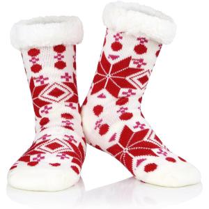 imageAmerican Trends Fuzzy Socks for Women House Socks Indoor Winter Warm Furry Socks Athletic Socks for ChristmasWhite Snow