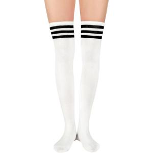imageAmerican Trends Thigh High Socks for Women Striped Socks Tube Stockings Cosplay Accessories Cute Leg Warmers1 White Black