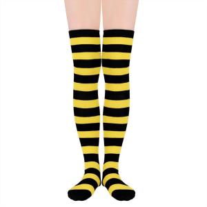 imageAmerican Trends Thigh High Socks for Women Striped Socks Tube Stockings Cosplay Accessories Cute Leg WarmersYellow Black Stripes