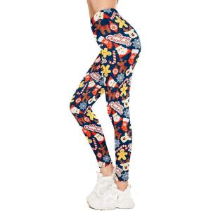 imageAmerican Trends Ugly Christmas Leggings for Women Pants with Funny Print Holiday Outfits High WaistedBlack Cartoon