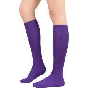 imageWomens Athletic Knee High Socks Outdoor Sport Thigh High Stockings Casual Stripes Tube Socks1 Pack Deep Purple