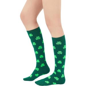 imageWomens Athletic Knee High Socks Outdoor Sport Thigh High Stockings Casual Stripes Tube Socks1 Pack St Patricks Day