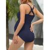 imageAmerican Trends Maternity Swimsuit Button Down One Piece Maternity Bathing Suit Cross Back SwimwearNavy