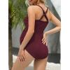 imageAmerican Trends Maternity Swimsuit Button Down One Piece Maternity Bathing Suit Cross Back SwimwearWine