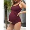 imageAmerican Trends Maternity Swimsuit Button Down One Piece Maternity Bathing Suit Cross Back SwimwearWine