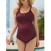 imageAmerican Trends Maternity Swimsuit Button Down One Piece Maternity Bathing Suit Cross Back SwimwearWine