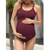 imageAmerican Trends Maternity Swimsuit Button Down One Piece Maternity Bathing Suit Cross Back SwimwearWine