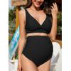 imageAmerican Trends Maternity Swimsuit High Waisted Bikini Set Two Piece Pregnancy Bathing Suit Swimwear Swimming SuitBlack