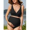 imageAmerican Trends Maternity Swimsuit High Waisted Bikini Set Two Piece Pregnancy Bathing Suit Swimwear Swimming SuitBlack