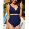 imageAmerican Trends Maternity Swimsuit High Waisted Bikini Set Two Piece Pregnancy Bathing Suit Swimwear Swimming SuitNavy