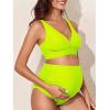 imageAmerican Trends Maternity Swimsuit High Waisted Bikini Set Two Piece Pregnancy Bathing Suit Swimwear Swimming SuitNeon Yellow