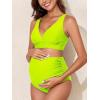 imageAmerican Trends Maternity Swimsuit High Waisted Bikini Set Two Piece Pregnancy Bathing Suit Swimwear Swimming SuitNeon Yellow
