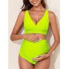 imageAmerican Trends Maternity Swimsuit High Waisted Bikini Set Two Piece Pregnancy Bathing Suit Swimwear Swimming SuitNeon Yellow