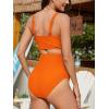 imageAmerican Trends Maternity Swimsuit High Waisted Bikini Set Two Piece Pregnancy Bathing Suit Swimwear Swimming SuitOrange