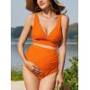 imageAmerican Trends Maternity Swimsuit High Waisted Bikini Set Two Piece Pregnancy Bathing Suit Swimwear Swimming SuitOrange