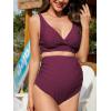 imageAmerican Trends Maternity Swimsuit High Waisted Bikini Set Two Piece Pregnancy Bathing Suit Swimwear Swimming SuitWine Red