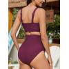 imageAmerican Trends Maternity Swimsuit High Waisted Bikini Set Two Piece Pregnancy Bathing Suit Swimwear Swimming SuitWine Red