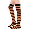 imageAmerican Trends Striped Knee High Socks for Women Thigh High Socks Long Leg Warmers01 Orange Black Stripes