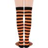 imageAmerican Trends Striped Knee High Socks for Women Thigh High Socks Long Leg Warmers01 Orange Black Stripes