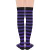 imageAmerican Trends Striped Knee High Socks for Women Thigh High Socks Long Leg Warmers01 Purple Black Stripes
