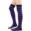 imageAmerican Trends Striped Knee High Socks for Women Thigh High Socks Long Leg Warmers01 Purple Black Stripes