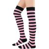 imageAmerican Trends Striped Knee High Socks for Women Thigh High Socks Long Leg Warmers02 Pink Black Stripes