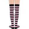 imageAmerican Trends Striped Knee High Socks for Women Thigh High Socks Long Leg Warmers02 Pink Black Stripes