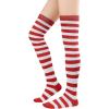 imageAmerican Trends Striped Knee High Socks for Women Thigh High Socks Long Leg Warmers03 Red White
