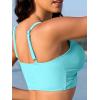 imageBikini Tops for Women Padded V Neck Swimsuit Tops Knot Twist Hollow Cut Adjustable Tank Bathing SuitsAqua Blue