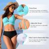 imageBikini Tops for Women Padded V Neck Swimsuit Tops Knot Twist Hollow Cut Adjustable Tank Bathing SuitsAqua Blue
