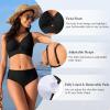 imageBikini Tops for Women Padded V Neck Swimsuit Tops Knot Twist Hollow Cut Adjustable Tank Bathing SuitsBlack