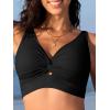 imageBikini Tops for Women Padded V Neck Swimsuit Tops Knot Twist Hollow Cut Adjustable Tank Bathing SuitsBlack