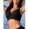 imageBikini Tops for Women Padded V Neck Swimsuit Tops Knot Twist Hollow Cut Adjustable Tank Bathing SuitsBlack