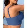 imageBikini Tops for Women Padded V Neck Swimsuit Tops Knot Twist Hollow Cut Adjustable Tank Bathing SuitsNavy Blue