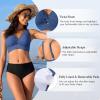 imageBikini Tops for Women Padded V Neck Swimsuit Tops Knot Twist Hollow Cut Adjustable Tank Bathing SuitsNavy Blue