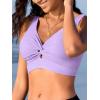 imageBikini Tops for Women Padded V Neck Swimsuit Tops Knot Twist Hollow Cut Adjustable Tank Bathing SuitsPurple