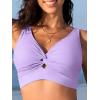 imageBikini Tops for Women Padded V Neck Swimsuit Tops Knot Twist Hollow Cut Adjustable Tank Bathing SuitsPurple