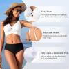 imageBikini Tops for Women Padded V Neck Swimsuit Tops Knot Twist Hollow Cut Adjustable Tank Bathing SuitsWhite