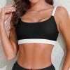 imageSports Swim Bra Bikini Tops for Women Classic Bathing Suits Top with Padded Crop SwimsuitBlack and White