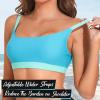 imageSports Swim Bra Bikini Tops for Women Classic Bathing Suits Top with Padded Crop SwimsuitBlue and Green