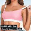 imageSports Swim Bra Bikini Tops for Women Classic Bathing Suits Top with Padded Crop SwimsuitPink and White