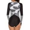 imageWomens Athletic One Piece Swimsuits Long Sleeve Swimsuit Sports Surfing Swimwear Bathing Suits01 Black Leaf