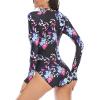 imageWomens Athletic One Piece Swimsuits Long Sleeve Swimsuit Sports Surfing Swimwear Bathing SuitsBlack Colorful Pattern