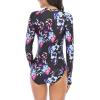 imageWomens Athletic One Piece Swimsuits Long Sleeve Swimsuit Sports Surfing Swimwear Bathing SuitsBlack Colorful Pattern