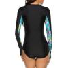 imageWomens Athletic One Piece Swimsuits Long Sleeve Swimsuit Sports Surfing Swimwear Bathing SuitsBlack Green Print