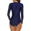 imageWomens Athletic One Piece Swimsuits Long Sleeve Swimsuit Sports Surfing Swimwear Bathing SuitsBlue Pink Floral