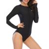 imageWomens Athletic One Piece Swimsuits Long Sleeve Swimsuit Sports Surfing Swimwear Bathing SuitsDark Black