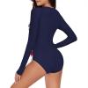 imageWomens Athletic One Piece Swimsuits Long Sleeve Swimsuit Sports Surfing Swimwear Bathing SuitsFlag Print New