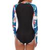 imageWomens Athletic One Piece Swimsuits Long Sleeve Swimsuit Sports Surfing Swimwear Bathing SuitsGreen Leaf Pattern