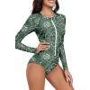 imageWomens Athletic One Piece Swimsuits Long Sleeve Swimsuit Sports Surfing Swimwear Bathing SuitsLine Floral